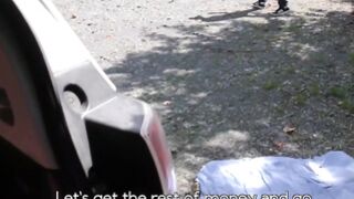 Quiet spot was perfect for guy to fuck young whore for money