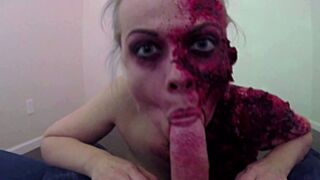 Zombie blonde Nadia White gives a P-O-V blowjob