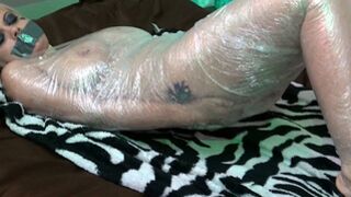 Blonde babe Nadia White wrapped up in plastic