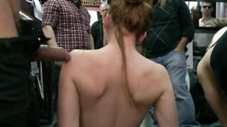 Blonde Double penetration fucked in public sex shop