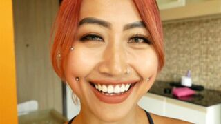 Kinky amateur Asian teen named Fang blowjob & sex on camera