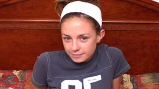 Teen with dreadlocks & a bush makes her first porn