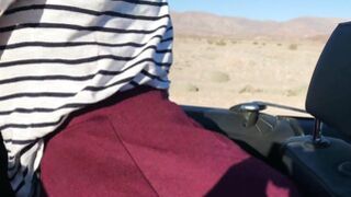 Public teen sex in the convertible car on a way to Las Vegas - Eva Elfie