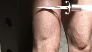 Submissive tatted muscle hunk hardcore electro BDSM torment