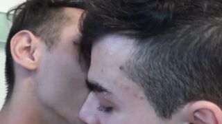 Homosexuals kiss & jerk off each other while showering