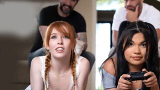 Gaming teen stepdaughters both banged by their perverted stepdads