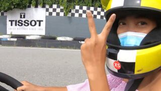 Thai teen amateur GF go karting & sex after with her BF