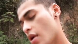 Latina twink screwed & facialized by the waterfall