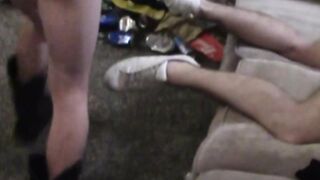 Lustful frat guys passed around hunk bottoms mouth to fuck