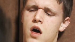 Pierced twink Aiden Riley Scott sprays huge load after sex