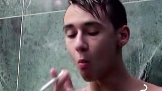 Smoking sensations with Jax being lustful stroking prick to cum