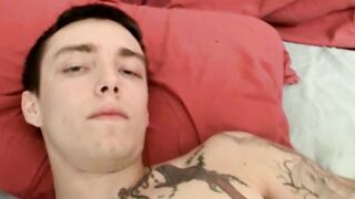 Tatted straight dude cums after fucking a fleshlight