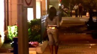 Seductive black shemale we picked up in the streets jerks off