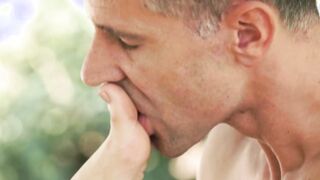 Dazzling chick teases big dick with her feet & rides it