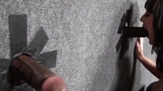 Beverly Paige plays with monster cocks at gloryhole