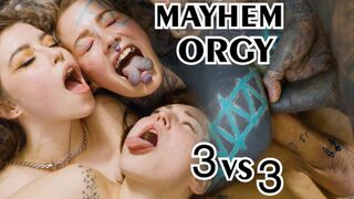 hardcore alternative ORGY - 3 on 3 anal fuck - ATM, gape, DP, facial - Mina K, Eden Ivy, Anuskatzz