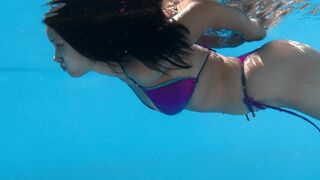 Big booty lazy teen Lia swims naked