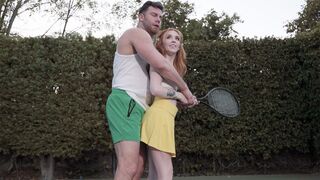 Huge dick horny tennis trainer fucks his new ginger teen college girl