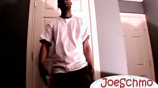 Hunky Gentleman strokes his long fat ebony prick until he cums a lot of juicy l