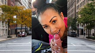 Slutty Thai MILF Joon Mali big white meat car blowjob in public