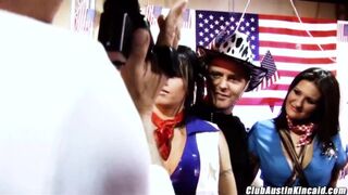 4 big tits boucing as Austin Kincaid & Brooke Haven ride cock