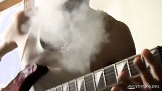 BoysSmoking: Axel Smokes Heavy While Rocking Out & Stroking His Meat