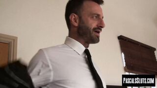 Big Titted & tattooed Miss Trixx squirts so much while she is roughly pounded by her m