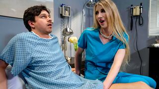 Big Boobed t-girl nurse handles patients boner