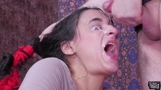 BDSM blowjob sub teen mouth ravaged