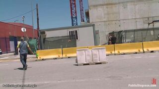 Red head big cock banged in public